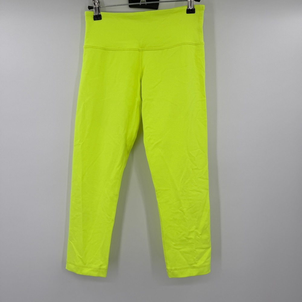 Lululemon Neon Yellow High Rise Cropped Leggings Yoga Pants Womens Size 4